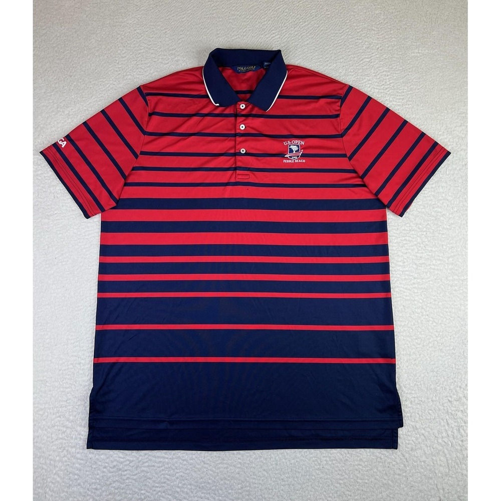 US Open Pebble Beach Shirt Mens XL Red Golf Polo Stripe‎ USGA 2019 Ralph Lauren